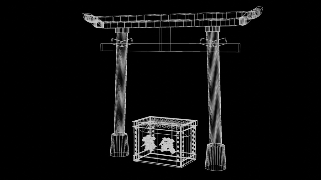 3DCG_鳥居とお賽銭箱