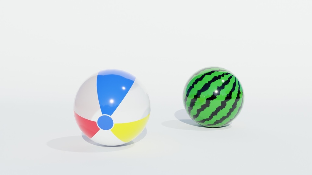 3DCG_ビーチチェアとボール