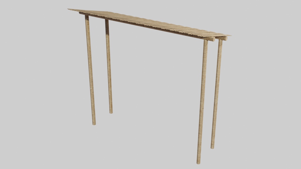 3DCG_ビーチによくある日除け