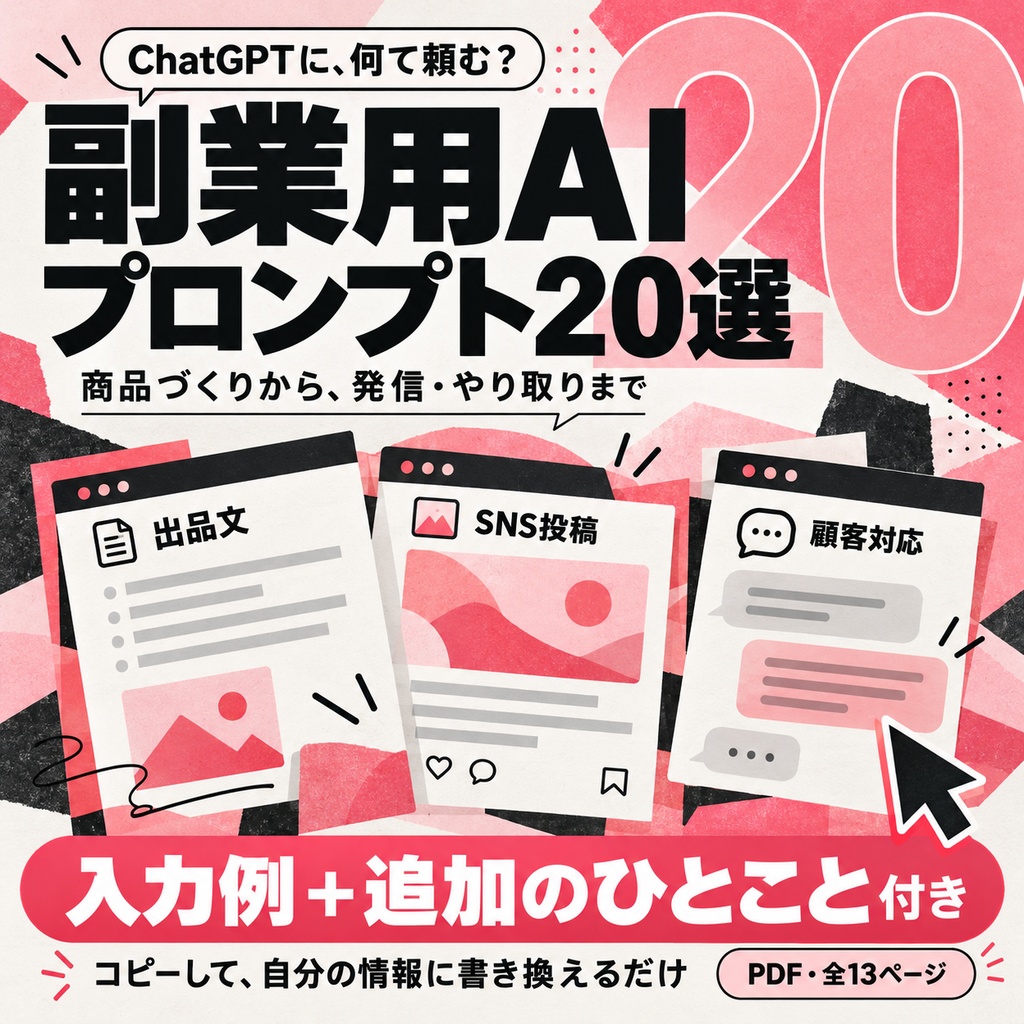 副業用AIプロンプト20選|出品文・SNS・顧客対応に