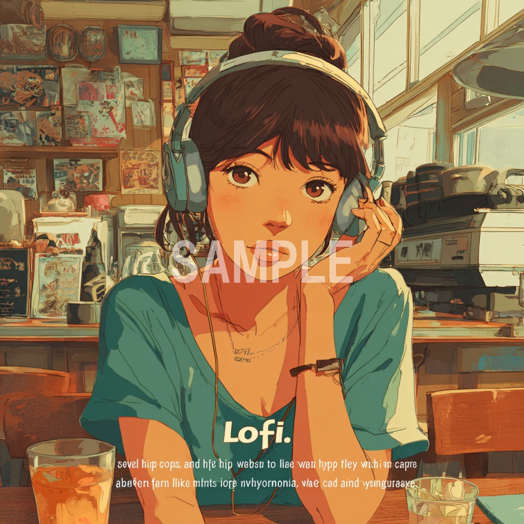 カフェカウンター Lo-Fi かわいい女の子 
