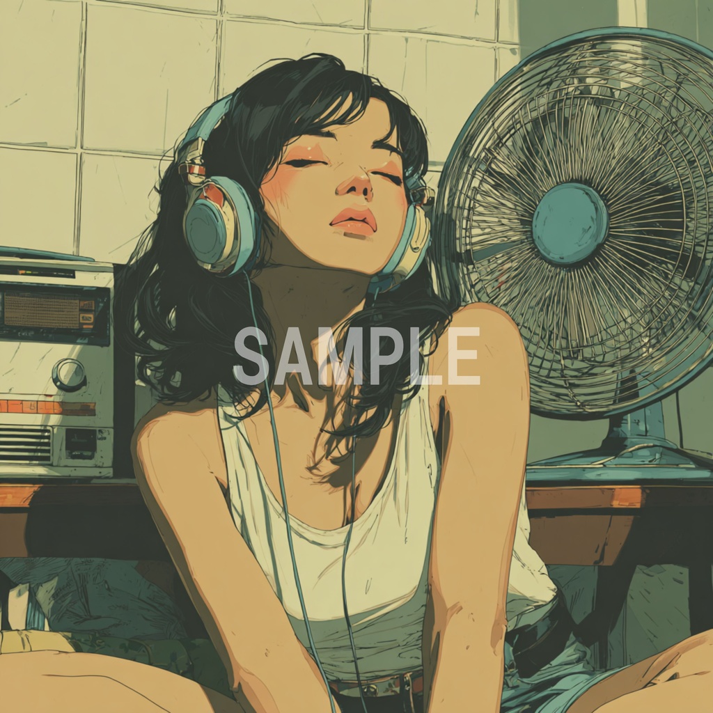 扇風機のある部屋でくつろぐLo-Fi