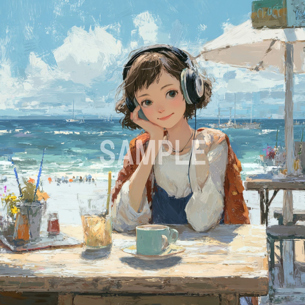 海辺のカフェでくつろぐLo-Fi