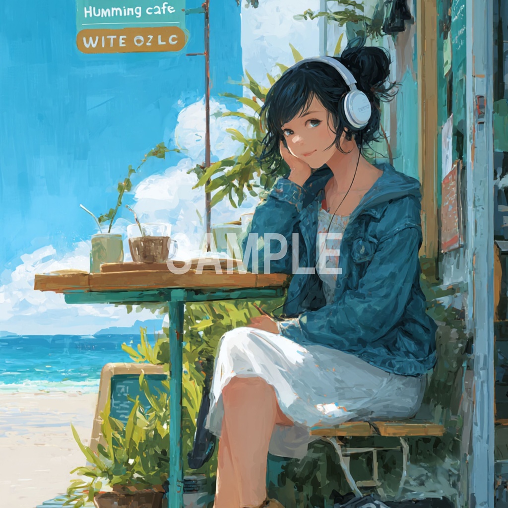 海辺のカフェでくつろぐLo-Fi