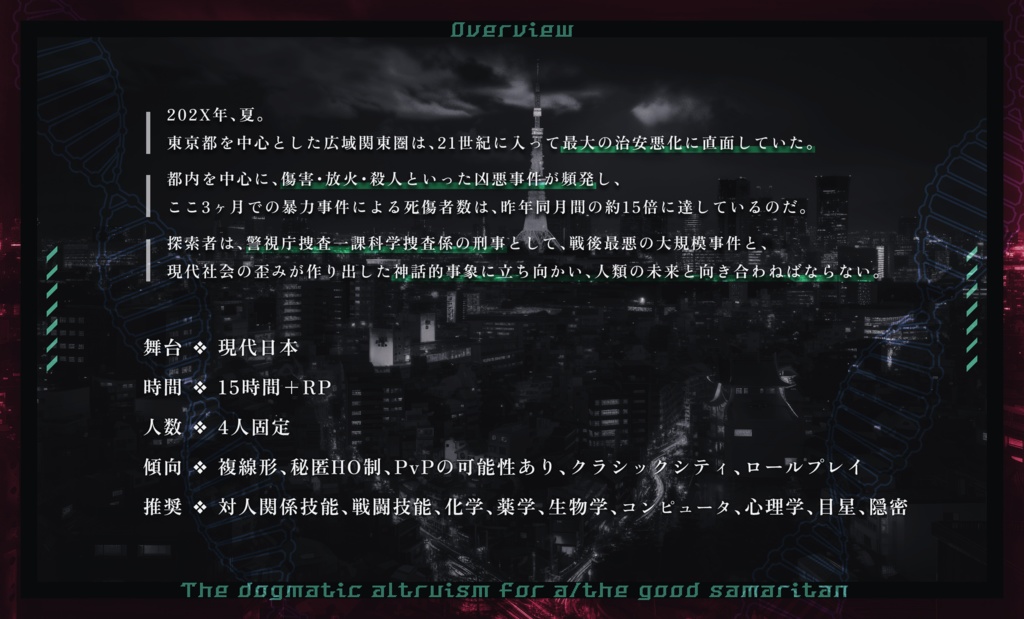 【CoC現日刑事×秘匿】善きサマリア人の為のドグマティック・アルトルイズム【6版/7版】【日本語/中文】