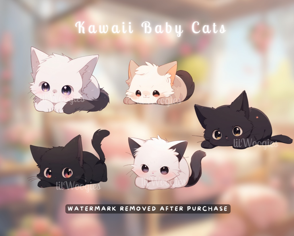 【Assets】5x Kawaii Kittens | Best Friends | Vtuber Pets | Cute Cats | Anime | PNGtuber Assets | Digital Download | Stream Overlay Decoration