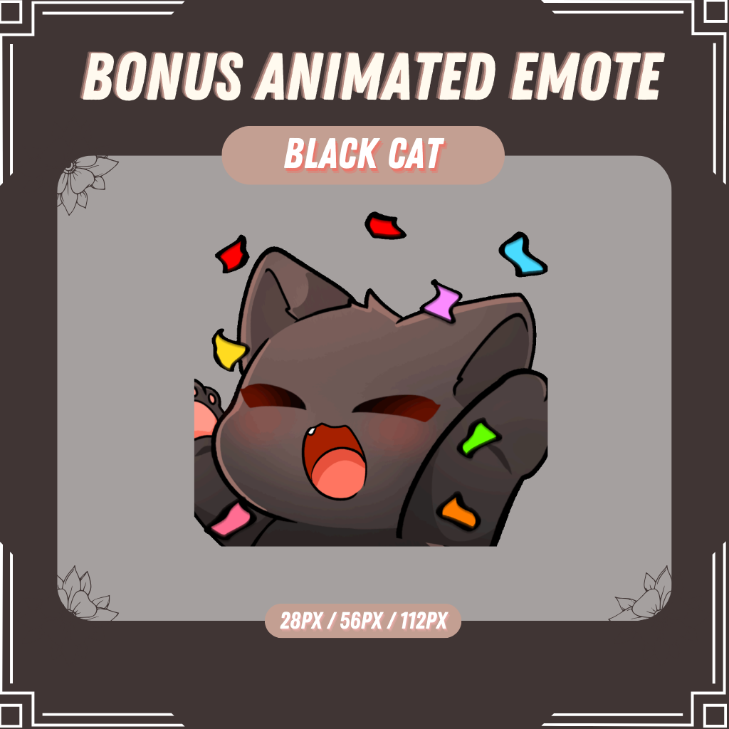 【Twitch Emote】Black Cat Twitch Emotes | Emote, Livestream Emote, Cute ...