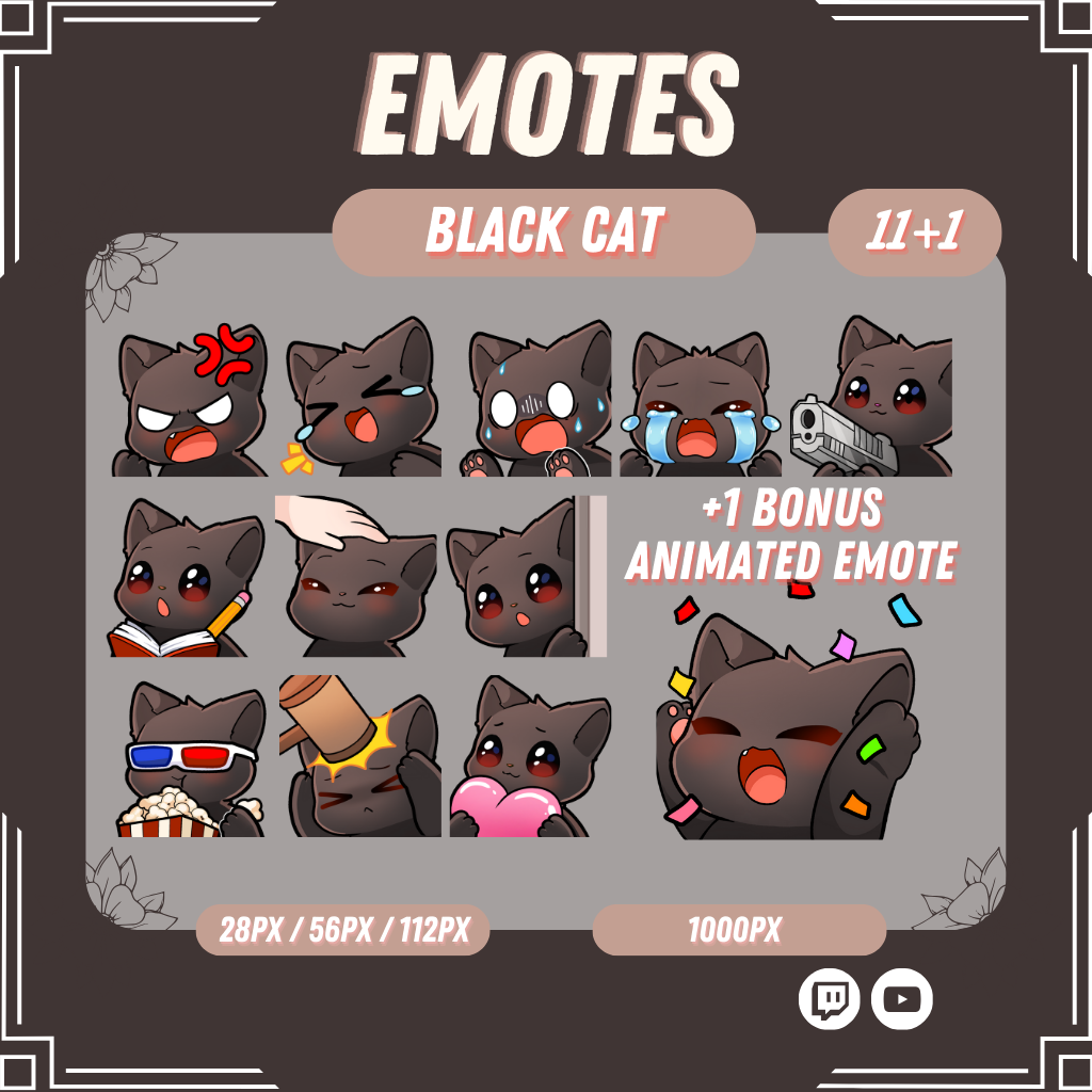 【twitch Emote】black Cat Twitch Emotes Emote Livestream Emote Cute