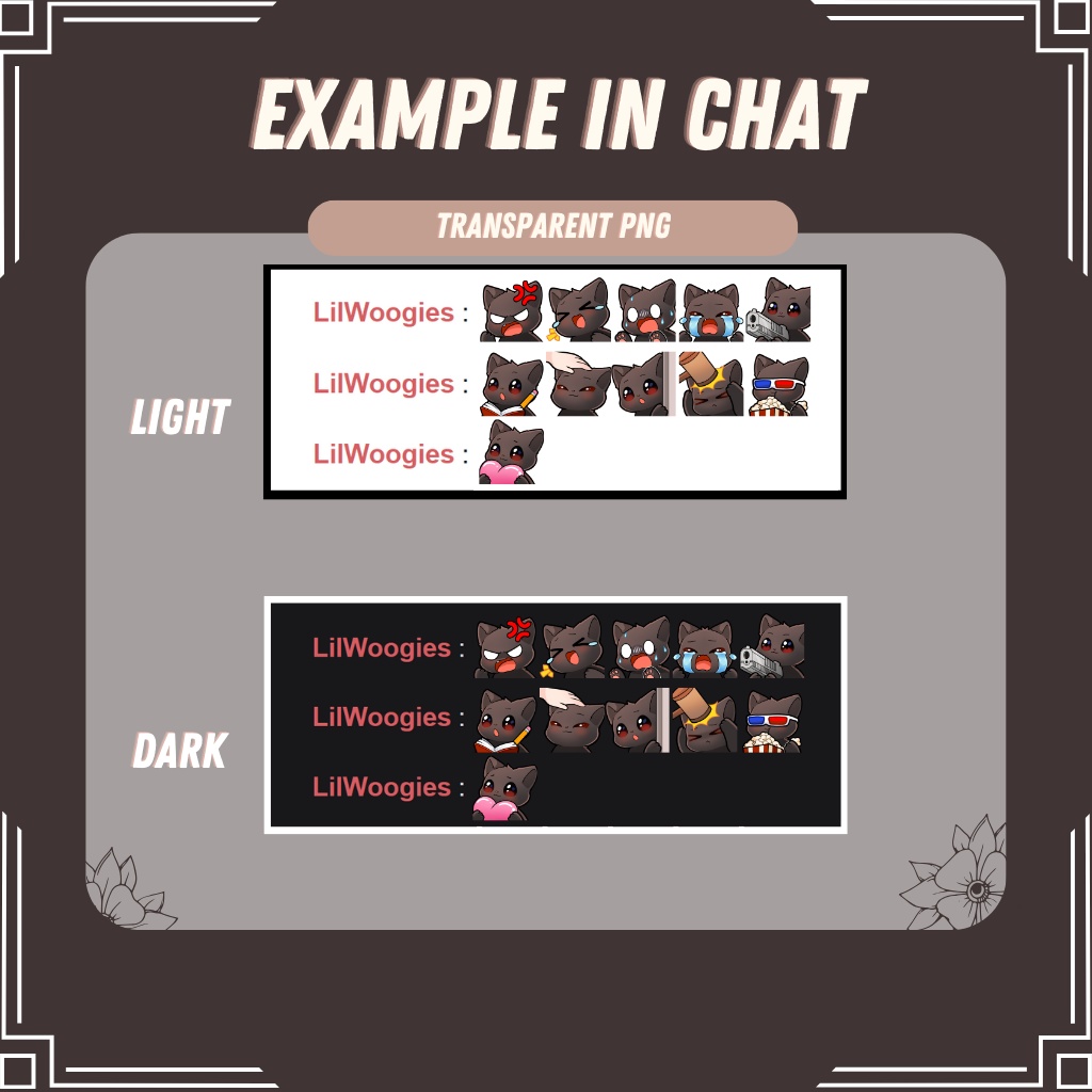 【Twitch Emote】Black Cat Twitch Emotes | Emote, Livestream Emote, Cute Emote, VTuber Emotes, Discord Emote.