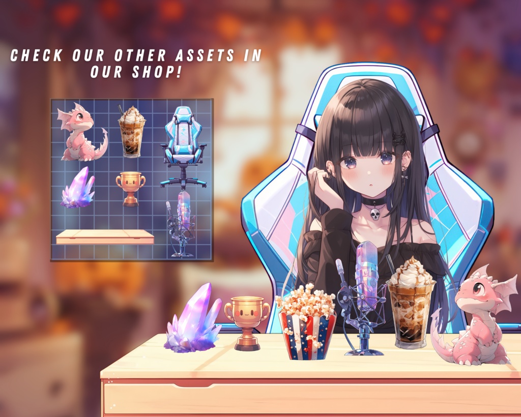 【Assets】5x Vtuber Cute Table Desks | PNGtuber | Transparent Props | Cute | Assets | Stand | Twitch Overlay | Digital Download | Stream Decoration