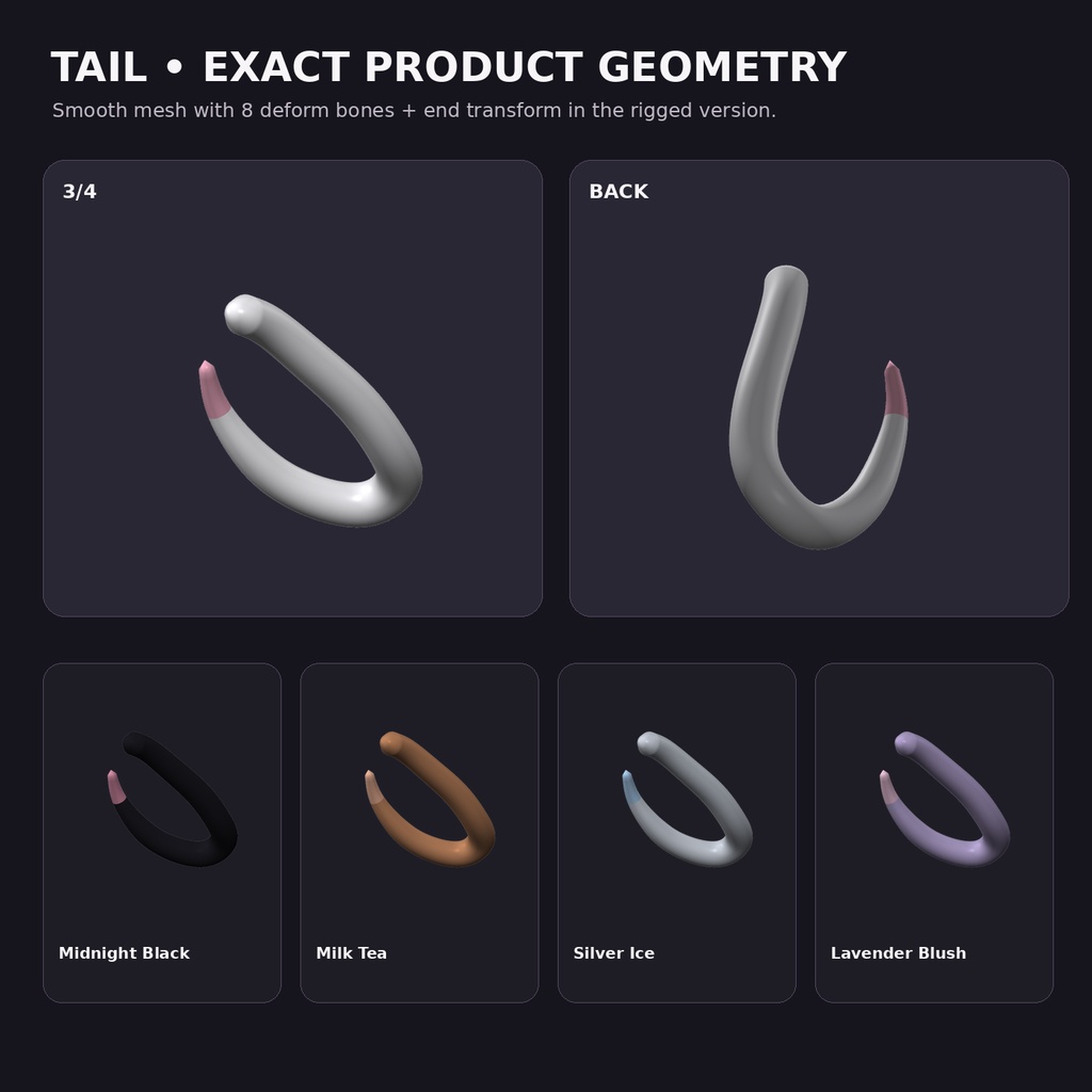【VRChat向け】LunaFluff Neko Ears & Tail | 猫耳&しっぽ | Rigged + PhysBones | 6