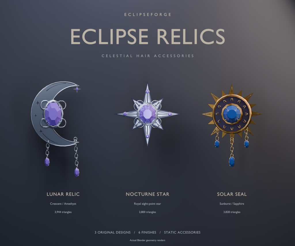 【3Dアクセサリー】Eclipse Relics | Celestial Hair Accessories
