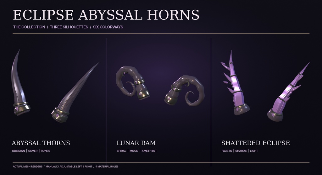 【3種×6色/GLB】ECLIPSE ABYSSAL HORNS|ゴシック角アクセサリー