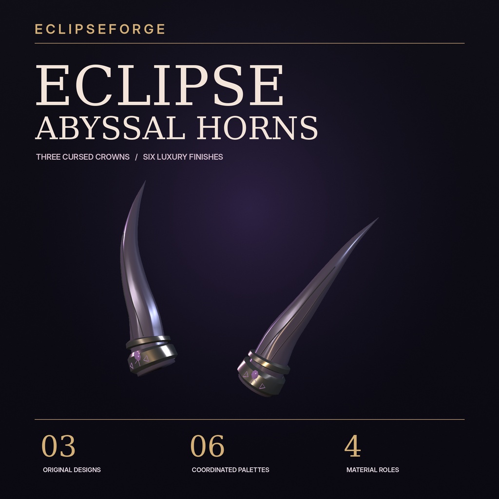 【3種×6色/GLB】ECLIPSE ABYSSAL HORNS｜ゴシック角アクセサリー