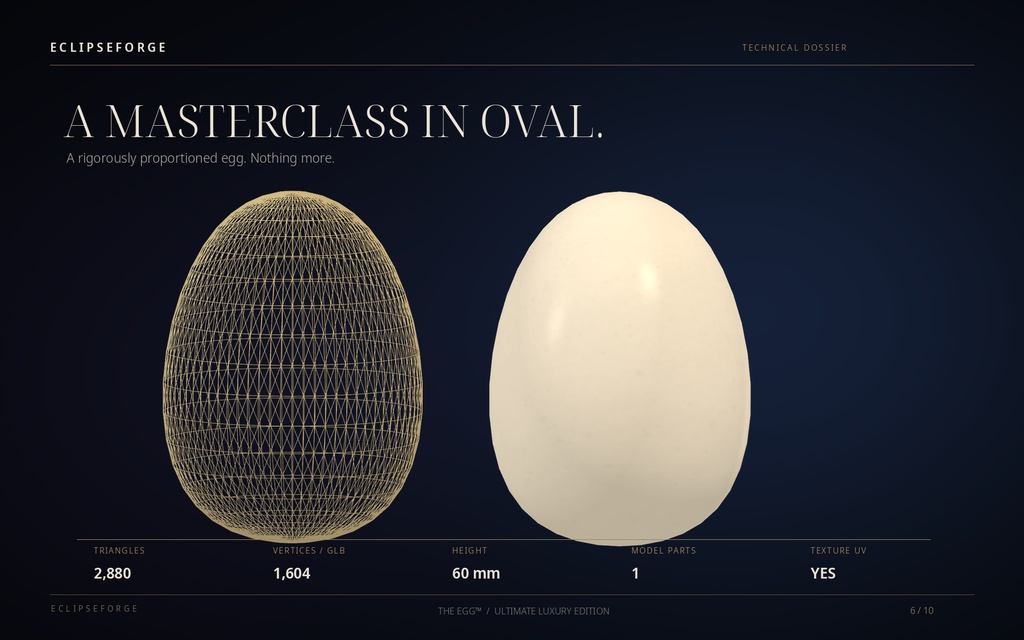 【4色・GLB/OBJ】THE EGG™|Ultimate Luxury Edition|究極の高級たまご3Dモデル