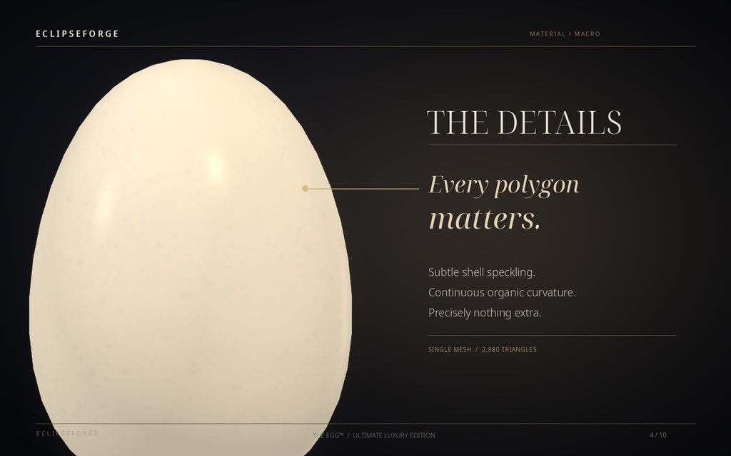 【4色・GLB/OBJ】THE EGG™|Ultimate Luxury Edition|究極の高級たまご3Dモデル
