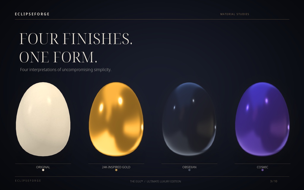 【4色・GLB/OBJ】THE EGG™|Ultimate Luxury Edition|究極の高級たまご3Dモデル