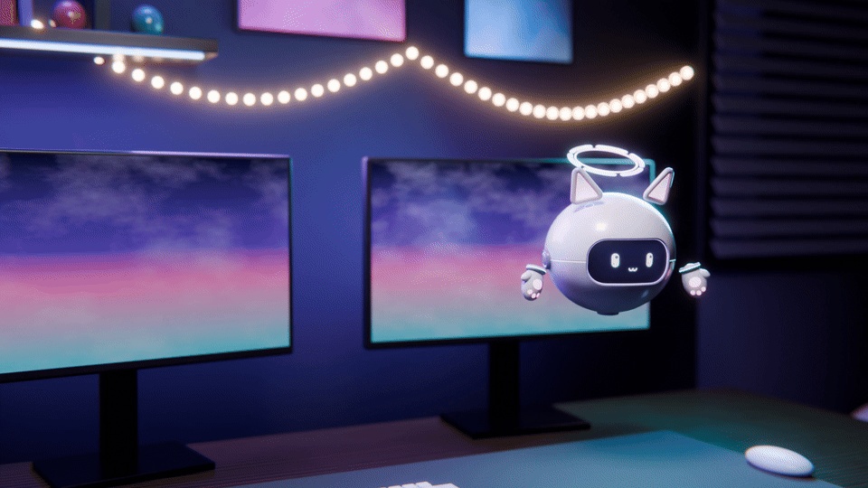 【VRChat/PC・Quest対応】NOVA-01｜表情豊かな浮遊ねこロボ・追従ペット【Modular Avatar対応／全5色】