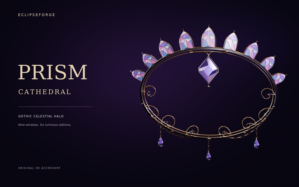 【VRChat想定・MA対応・全6色】Eclipse Prism Cathedral Halo|ゴシック・ステンドグラスヘイロー【PhysBone設定済み / UnityPackage】