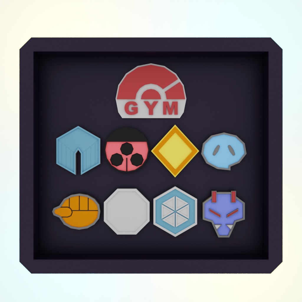 【PokémonDay】ジムバッジ20個3Dモデルセット(カントー地方/オレンジ諸島/ジョウト地方)【2024】