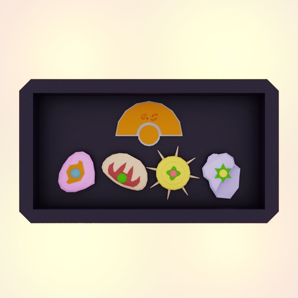【PokémonDay】ジムバッジ20個3Dモデルセット(カントー地方/オレンジ諸島/ジョウト地方)【2024】