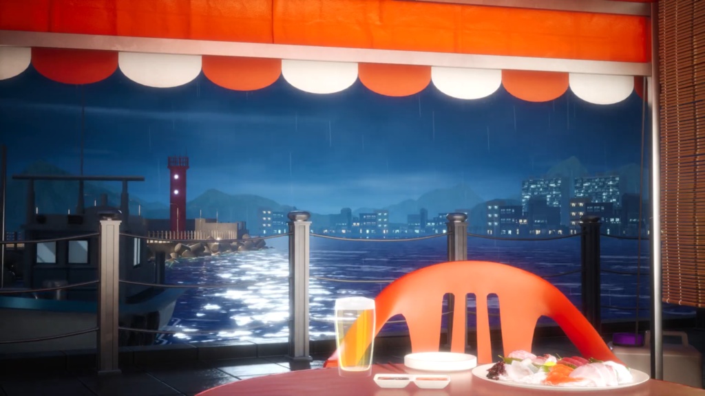 【Vtuber - 動く配信背景】 海辺の屋台