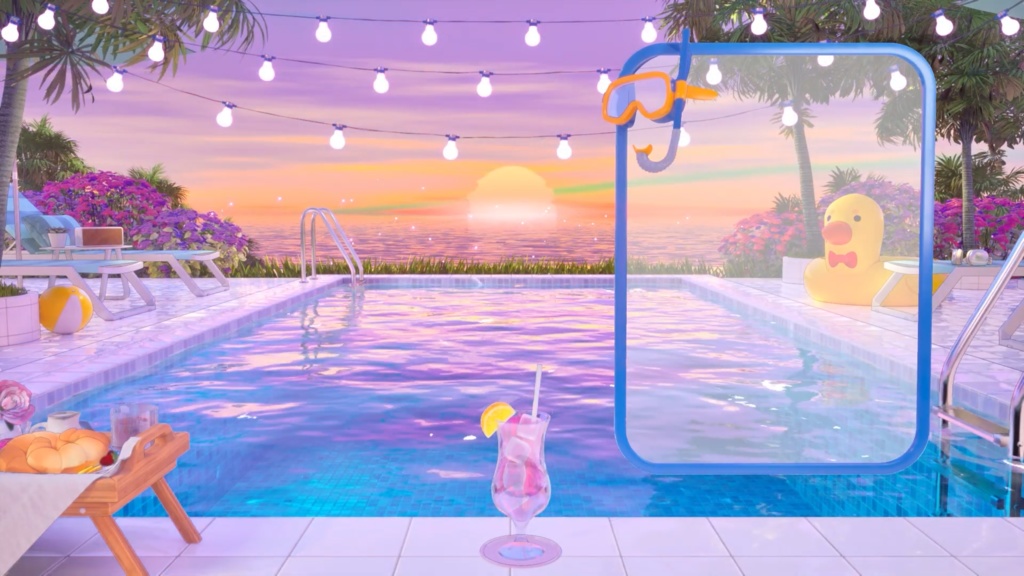 【Vtuber - 動く配信背景】 夏のプール