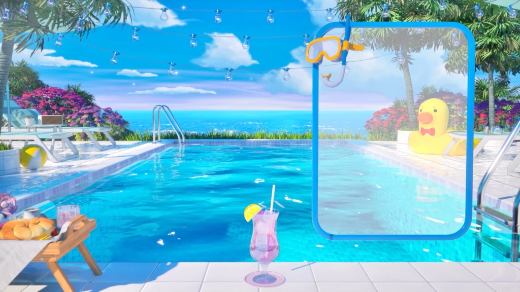【Vtuber - 動く配信背景】 夏のプール 