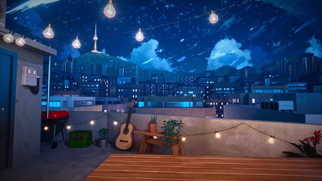 【Vtuber - 動く配信背景】屋上部屋