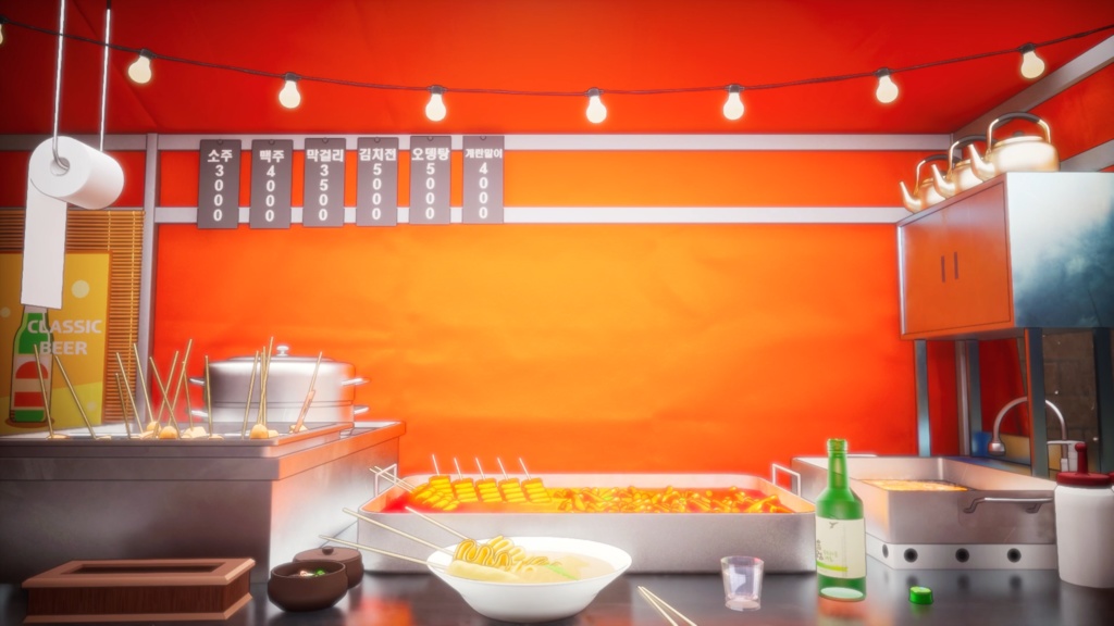 【Vtuber - 動く配信背景】 冬の屋台