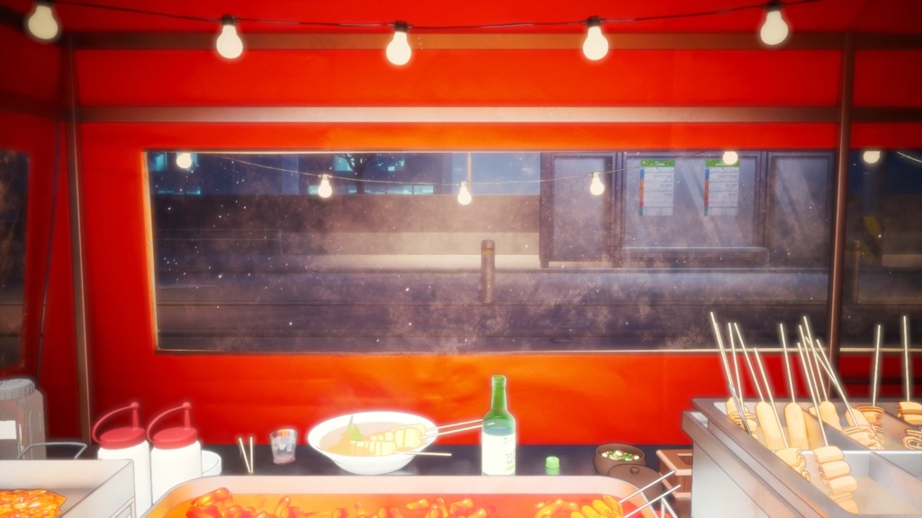 【Vtuber - 動く配信背景】 冬の屋台