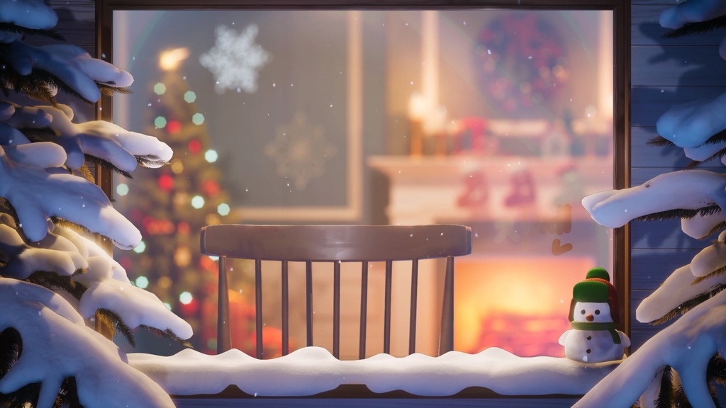 【Vtuber - 動く配信背景】 あたたかいクリスマスの窓辺