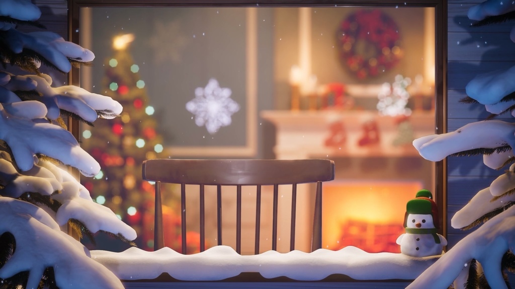 【Vtuber - 動く配信背景】 あたたかいクリスマスの窓辺