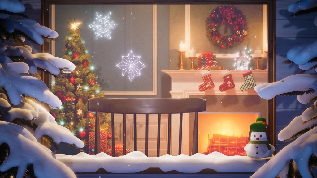 【Vtuber - 動く配信背景】 あたたかいクリスマスの窓辺