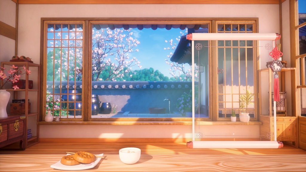 【Vtuber - 動く配信背景】 新年の韓屋 (しんねんのはんおく)