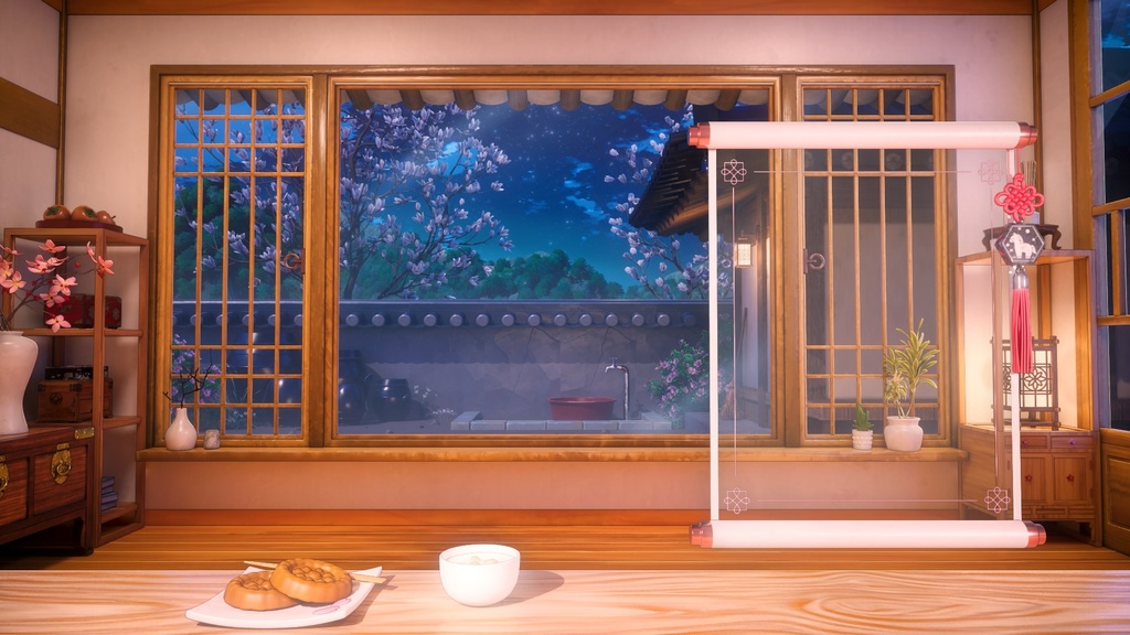 【Vtuber - 動く配信背景】 新年の韓屋 (しんねんのはんおく)