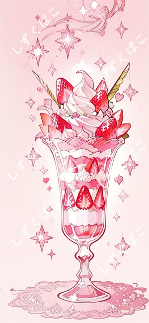 推しピンクパフェ壁紙セット|ゆめかわスイーツ4枚組