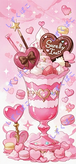 推しピンクパフェ壁紙セット♡ ゆめかわスイーツ4種(9:16.5 / iPhone壁紙)