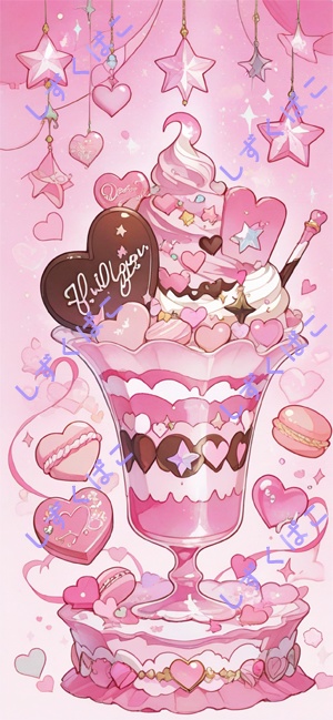 推しピンクパフェ壁紙セット♡ ゆめかわスイーツ4種(9:16.5 / iPhone壁紙)