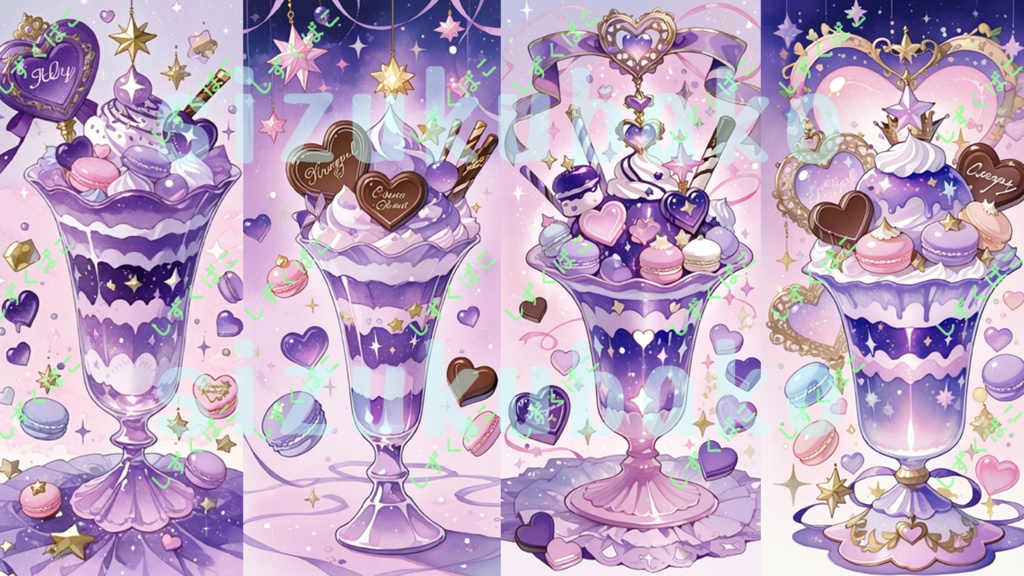 推しパフェパープルのゆめかわスマホ壁紙セット（4枚）