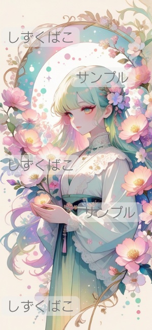 花園の少女01｜大正ロマン幻想スマホ壁紙