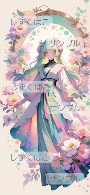 エメラルドの花園の少女07｜大正ロマン幻想スマホ壁紙