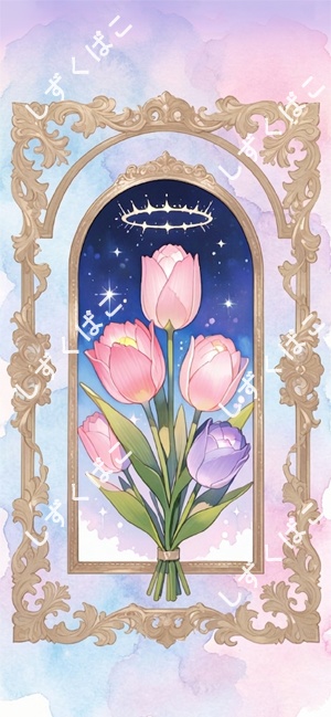 クラシカルチューリップ壁紙_N02｜アンティークフレーム