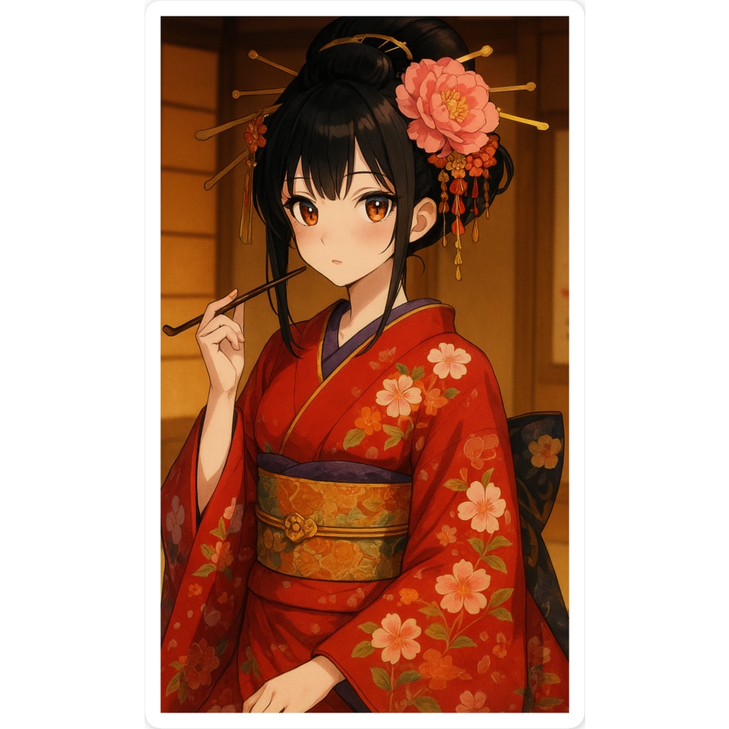 花魁高尾大夫のスマホステッカー