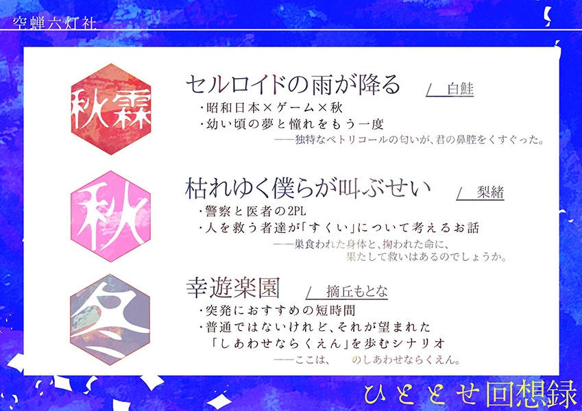 クトゥルフ神話TRPG 6版「ひととせ回想録」