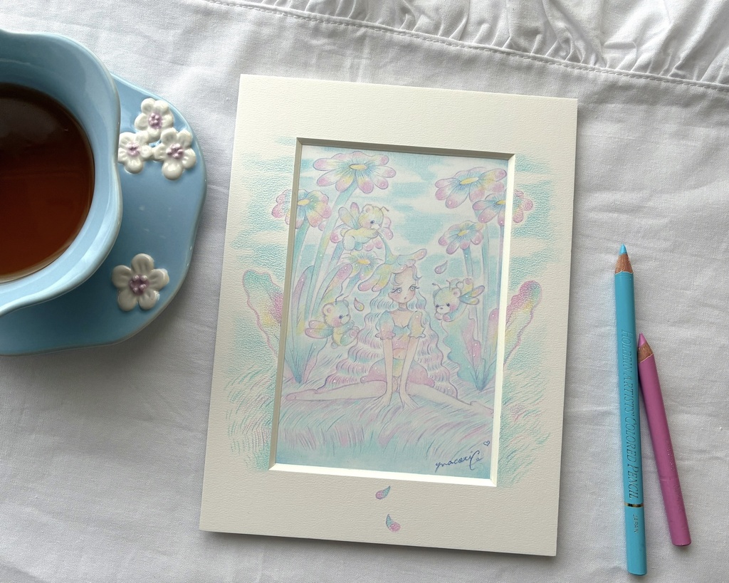「Spring Delight」 額付き原画 Original Artwork with Frame