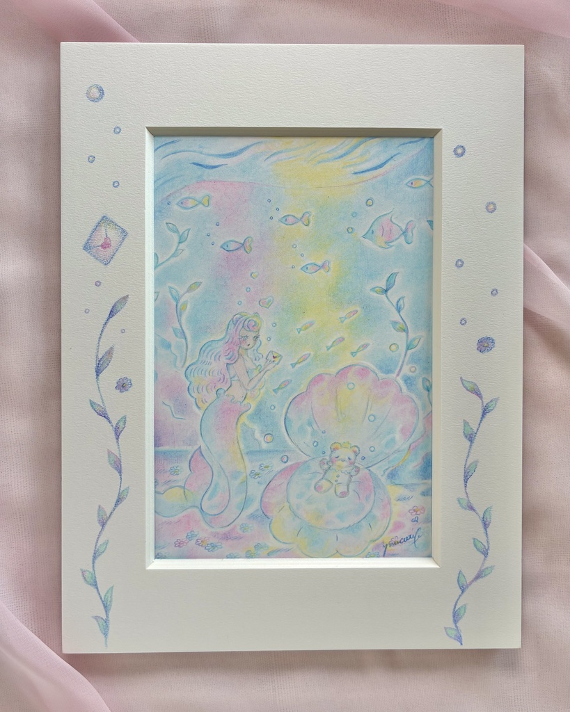 「Little Mermaid Romance」 額付き原画 Original Artwork with Frame