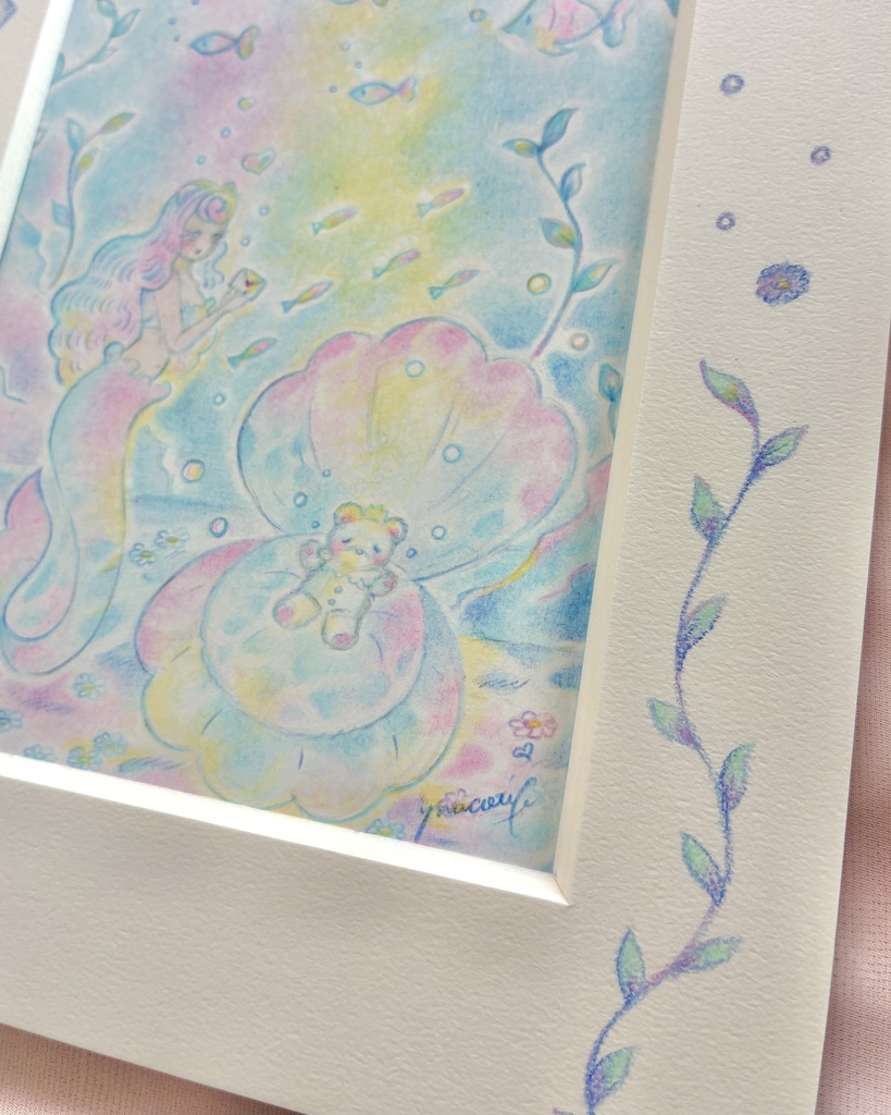 「Little Mermaid Romance」 額付き原画 Original Artwork with Frame