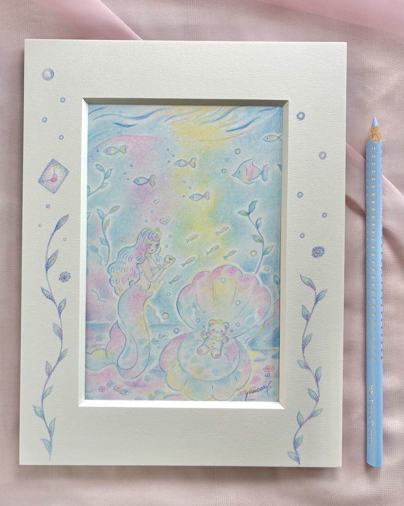 「Little Mermaid Romance」 額付き原画 Original Artwork with Frame