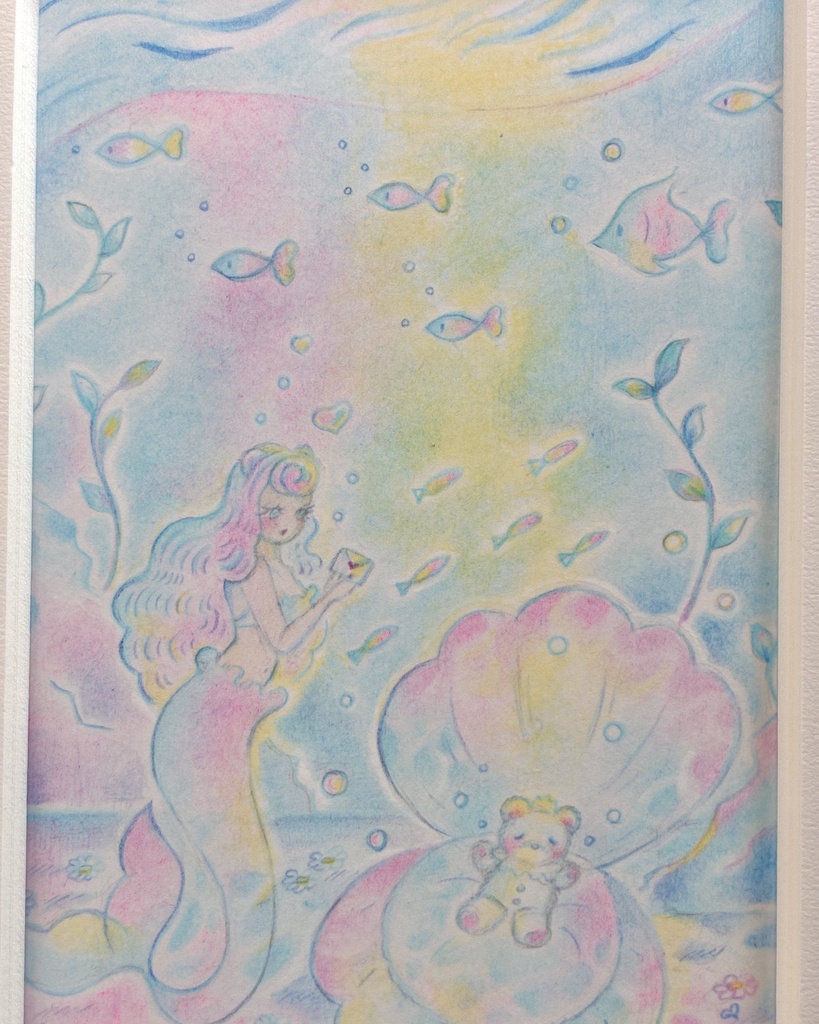 「Little Mermaid Romance」 額付き原画 Original Artwork with Frame